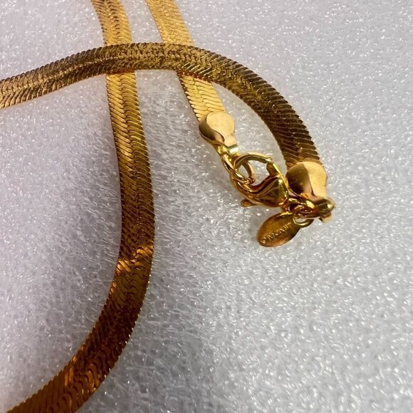 Monet Gold-Tone 18" Herringbone Necklace & Oval Polished Clip-On Earrings Set - Picture 8 of 10